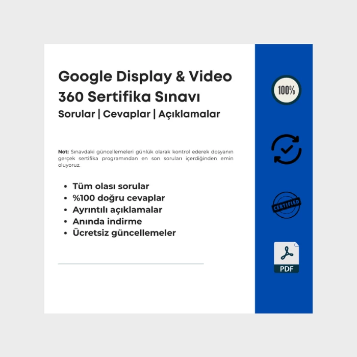 Cevapları içeren dosya Google Display & Video 360 Sertifika Sınavı